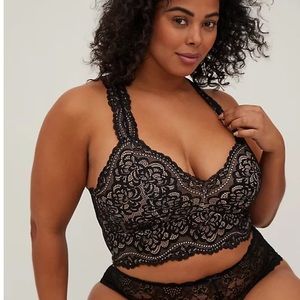 Torrid Black Lace Racerback Bralette Size 2